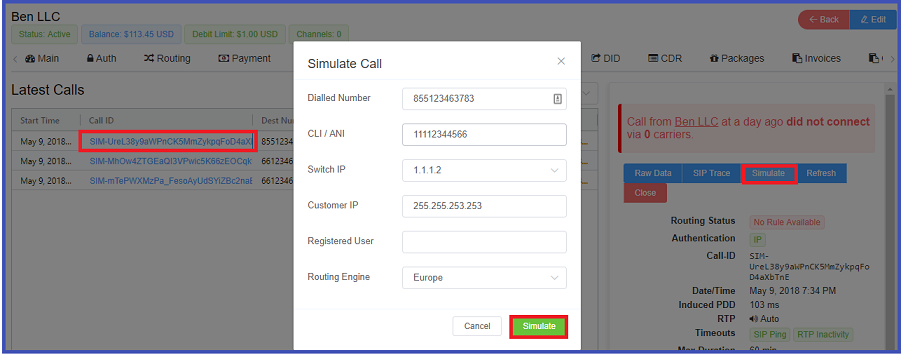 Simulate Call alt text